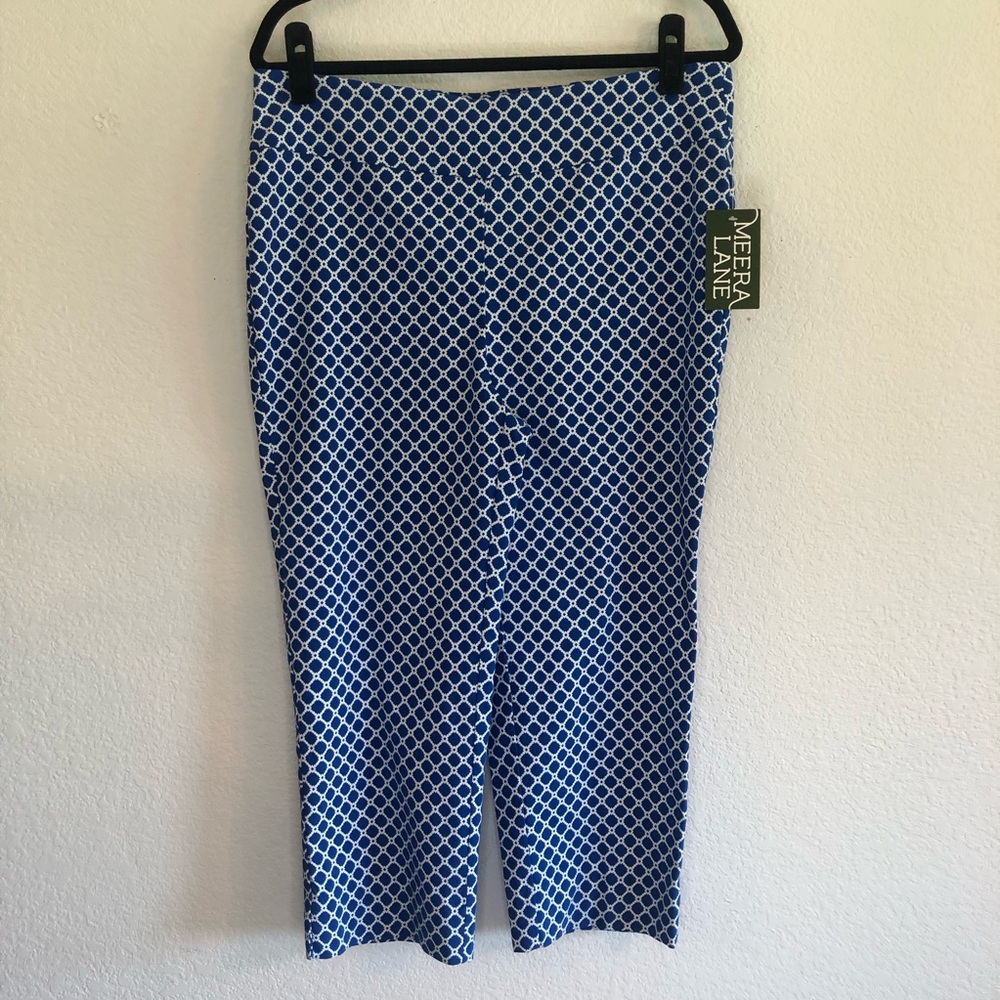 Dia & Co Meera Lane Blue Checkered Pull On Cropped Pants